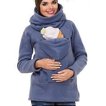 Dam Höst/Vinter Känguru Sweatshirt Jacka Multifunktionell Babybärarjacka #blå M