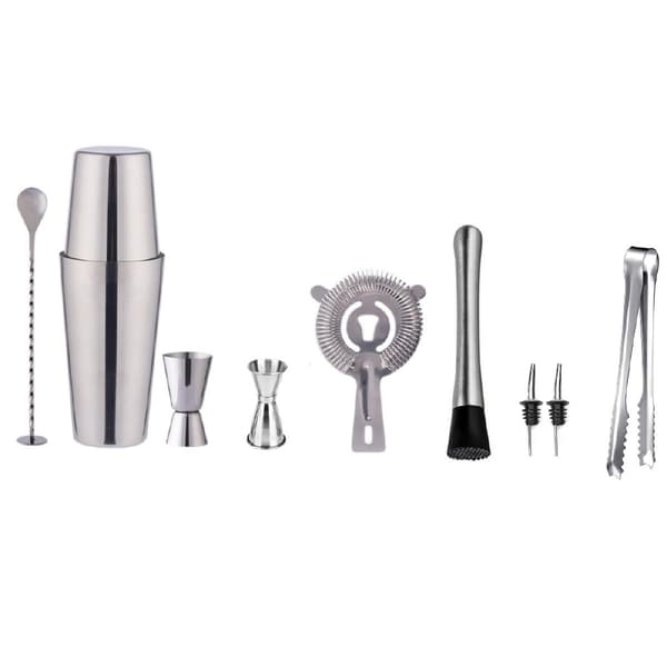 Cocktailset Dubbel shaker 750ml Rostfritt stål Silver 10 delar 702