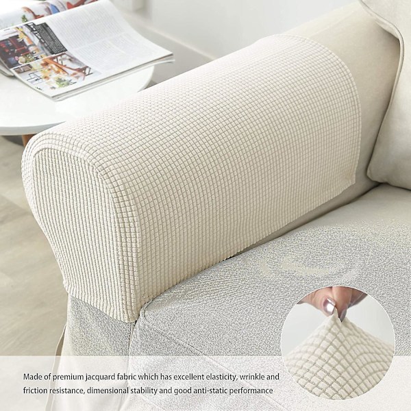 Fåtölj armstödsskydd stretch soffa armstödsskydd armstödsskydd för stolar (FMY) Cream