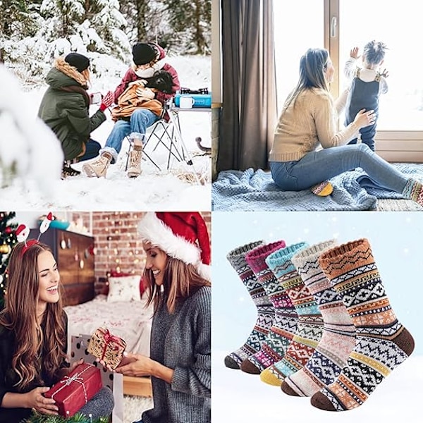 Varma Sockor, 5 Par Damullsockor för Vinter - Mjuka och Tjocka