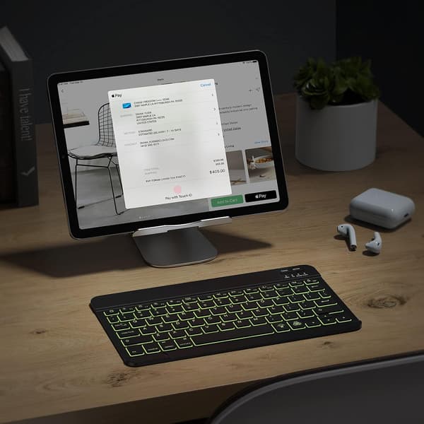 Ultratankt trådløst Bluetooth-tastatur med baggrundsbelysning, universal