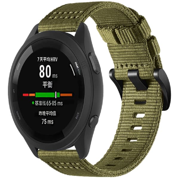 Nailoninen kellonranneke Garmin Forerunner 255/265/245 -älykellolle, vihreä M Green M