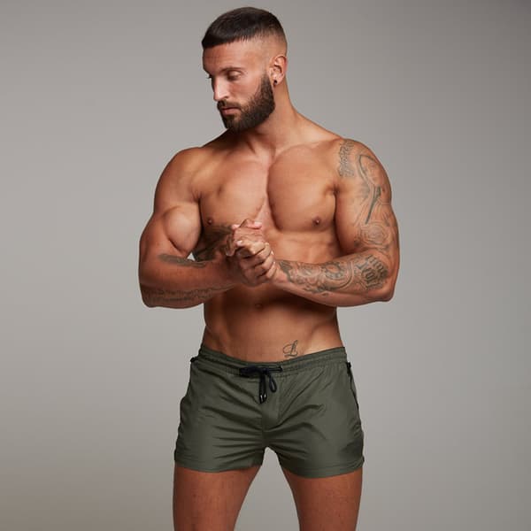 Badeshorts til mænd med lynlåslommer og meshfor