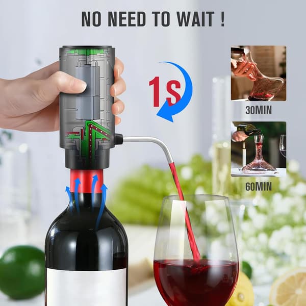 Elektrisk vinlufter og skjenker, oppladbar vindispenser med USB-kabel, smart vindispenser, beste vingaver