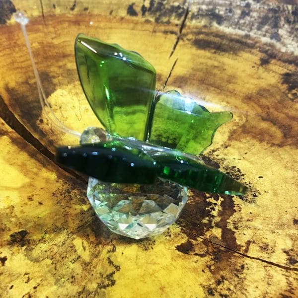 Krystal Flyvende Sommerfugl med Krystalkugle Base Figur Ornament Statue Dyr Samleobjekt til Julegave (Blå) Gul Yellow