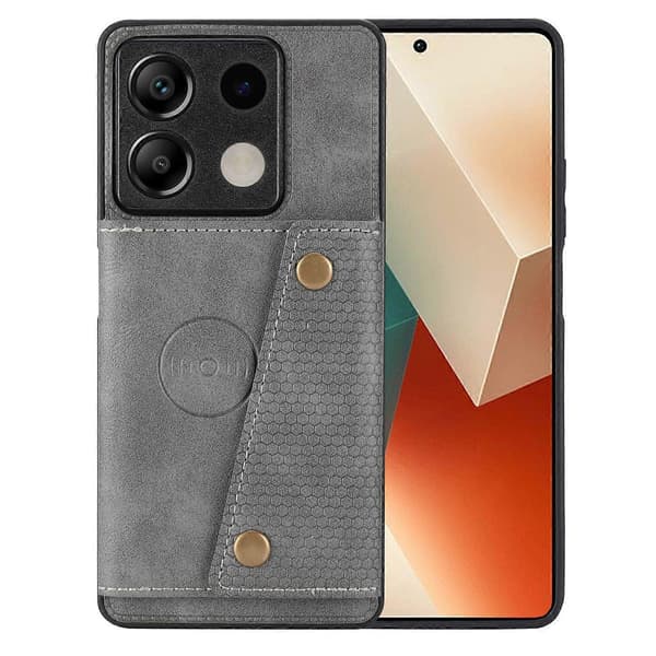 Xiaomi Redmi Note 13 5G -kotelo PU-nahka+TPU, pudotussuoja, korttipidike Style C