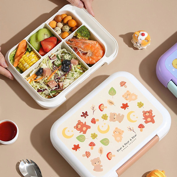 Matlåda Tecknad Lätt Att Bära Återanvändbar Bento Box för Kontor Vandring Kök Blue 23x17x6cm