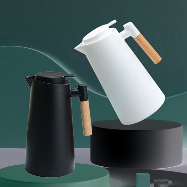 1L Termoskanna för Kaffe Dubbelväggig Vakuum Kaffekanna Termoskanna Termos med Trä green