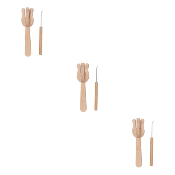1/2/3/5 Strikkeverktøy Håndvev i tre Multifunksjonell 3Set