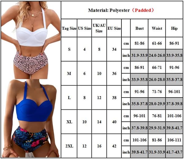 Dame todelt vintage badedragt retro strand højtaljet bikini EE E M
