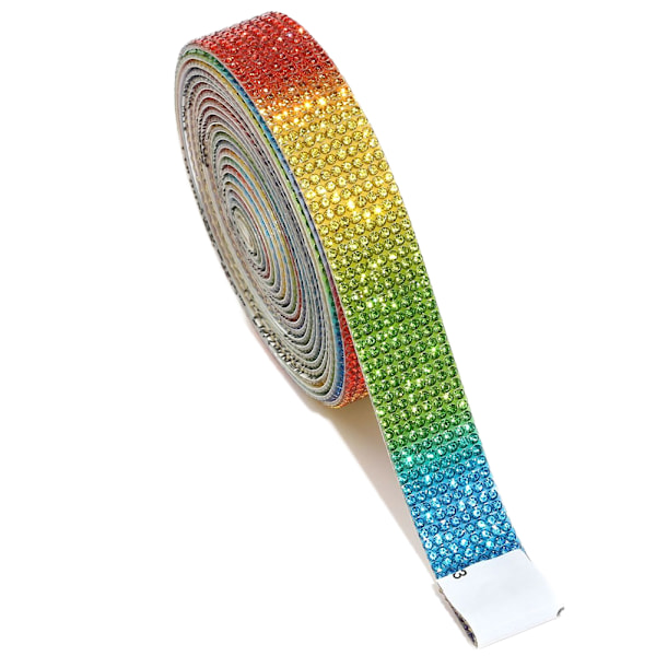 Glänsande Kristall Strass Tejp Kristall Strass Tejper Stark Självhäftande Tejp för DIY Dekoration Regnbåge Rainbow 1cm