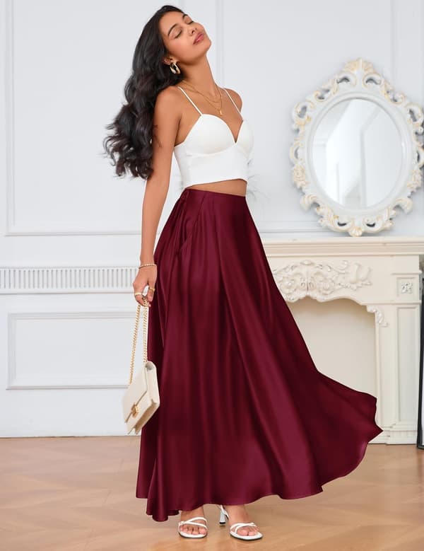 Dame satin A-line nederdel, festnederdel 2 S