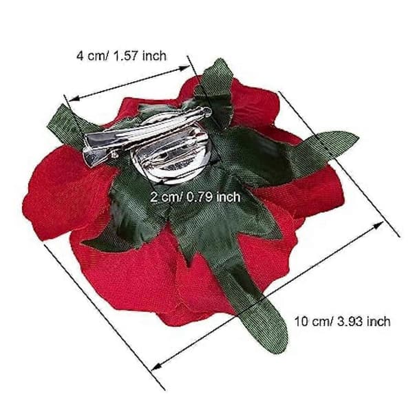 6 röda rosclips röda blomhårnålar rosenbrosch blommiga clips tygrosblommor hårclips
