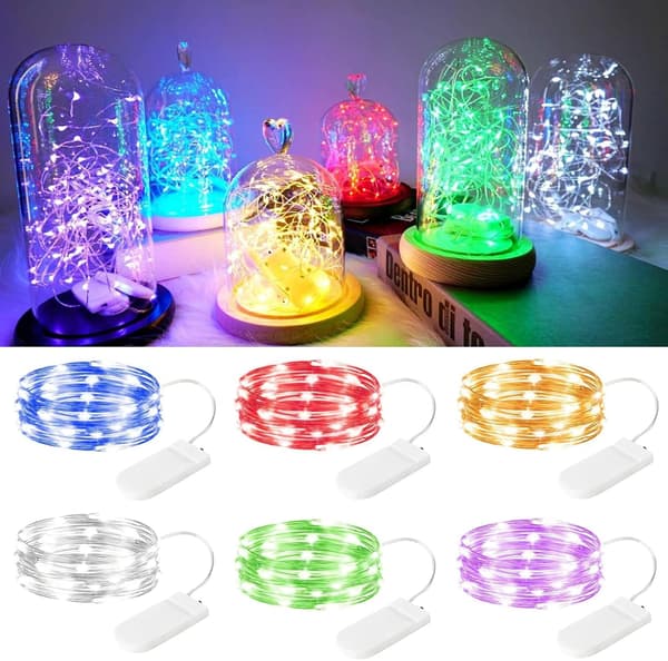 6-pack LED-fairylampor med batteridrift, 2 m 20 LED-koppartrådslampor, för sovrum, bröllop, burkar, flaskor, dekorationer Red