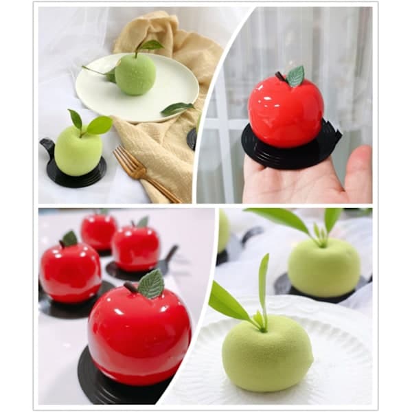 {hw} 8-hullers æbleformet silikoneform, 3D silikone bageform til muffins, kager, dessert og mousse
