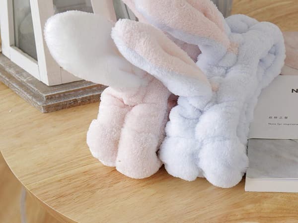 Dame Mode Blød Flannel Kaninører Makeup Kosmetisk Bruse Elastik