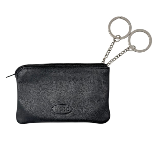 Äkta läder nyckelhållare Svart Black one size