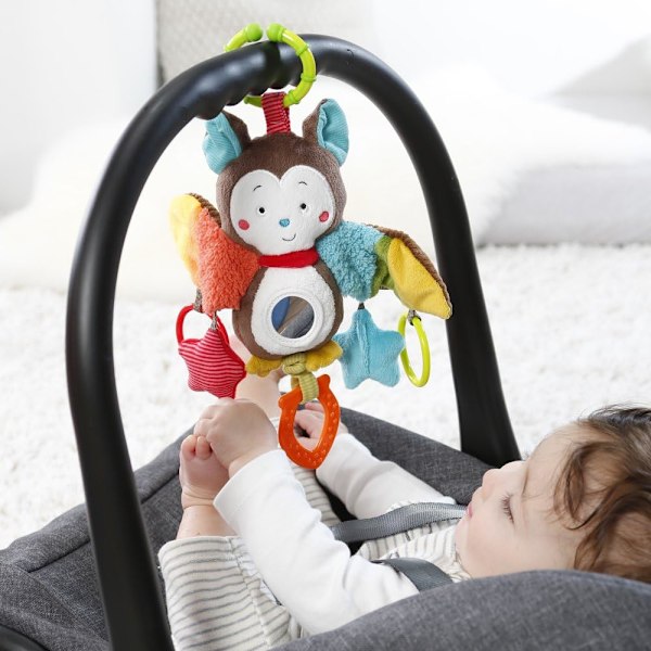 *Nyfödd baby sängklocka 0-1 år barnvagn hänge pedagogisk plysch 3-12 månader lugnande leksak, färgglad fladdermus*