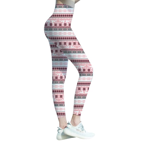 Elastiske tights for kvinner til jul, Juleleggings rosa pink S
