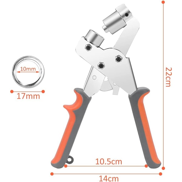 Cisea öljetttång, professionell set med 100 stycken (inner Ø 10 mm) metallöljetter för läderpresenning, tyg, PVC-gardin