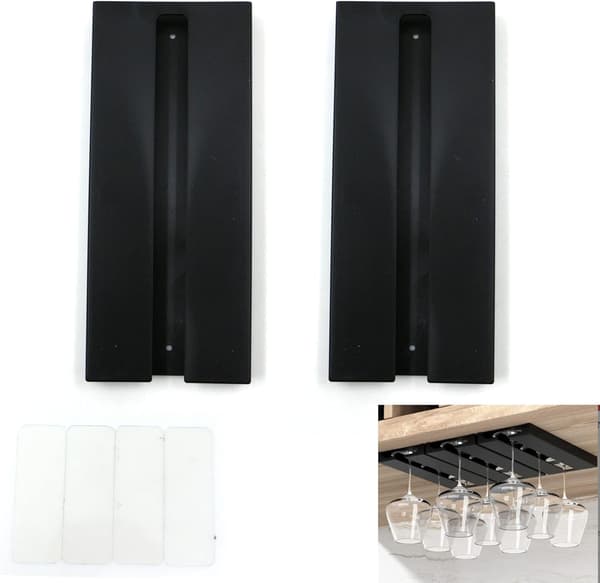 Stilfuld Vinglasholder, Omvendt Opbevaring Premium Plast Vinglasstativ til Underskabe til Køkken, Bar (25,3×11×2cm)