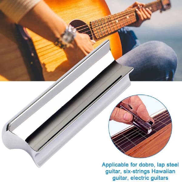 Guitar Slide i Rustfrit Stål Dobro Hawaii Guitar Slide Tone Bar Silver