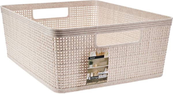 Korgförvaring Beige Flätad Plast 35x29x13 cm Beige beige