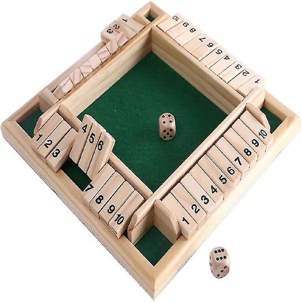 Deluxe 4-spiller Shut The Box Tre Spill Klassisk Terning Spill