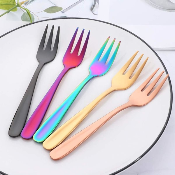 Tekakor Små Dessertgafflar Tårtgafflar Rostfritt stål 10 st Colorfulness