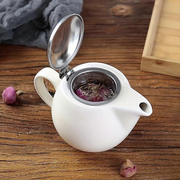 Elegant Termostabil Keramisk Tekande | Låg i Rustfrit Stål & Fin Te-infuser Perfekt til Kendinge af Løs Te Green
