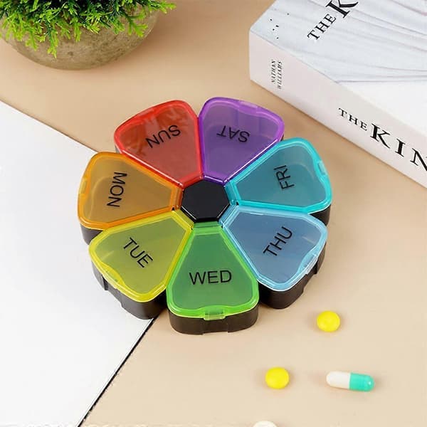tablettpilleboks 7 dager rund regnbuepilleboks tablettboks