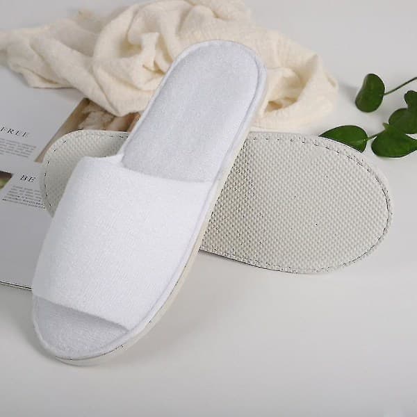 10 par åbne spa-slippers, hvide spa-hotelgæsteslippers, passer til de fleste mænd og kvinder