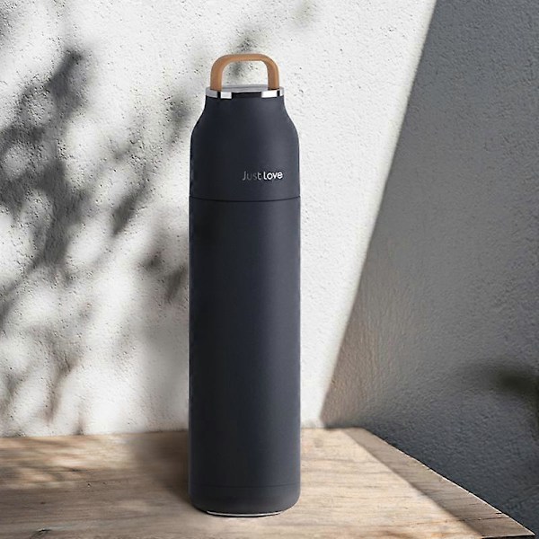 500ml kaffe resemugg termos inbyggt lock kopp rostfritt stål termospotta present kontorsmugg Gray
