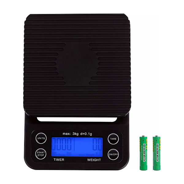 INF Digital köksvåg / kaffevåg 3 kg/0,1 g precision Sort Svart