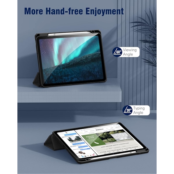 Fodral för iPad (A16) 11:e generationen 11 tum 2025, med pennhållare, Slim skyddsfodral med transparent baksida, Auto Wake/Sleep Svart iPad(A16)11 11（2025） Black