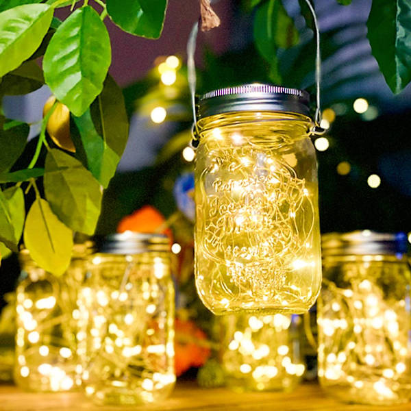 Solcelle Mason Jar Lys LED Solcellelamper Hængende Solcelle Lanterner