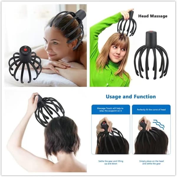 Elektrisk hovedmassager med 3 tilstande, 360 graders hovedmassage