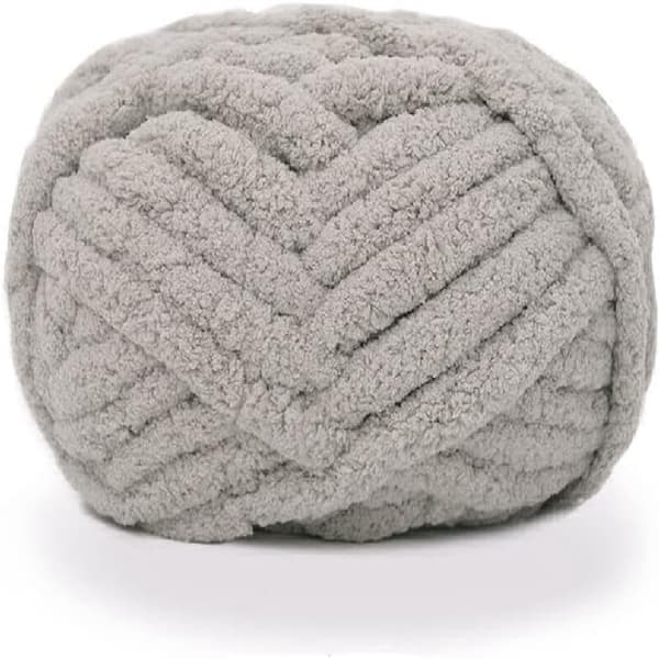 Tykt strikket chenille garn til håndlavede tæpper, superblødt jumbo tæppegarn Grey