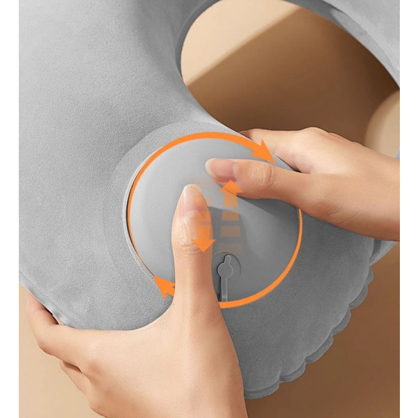 Uppblåsbar nackkudde – Tryckpump & kompakt design Grey grå