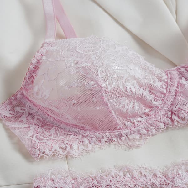 Ny sexy rosa blonde-BH-sett for kvinner, fransk stil undertøy. White S