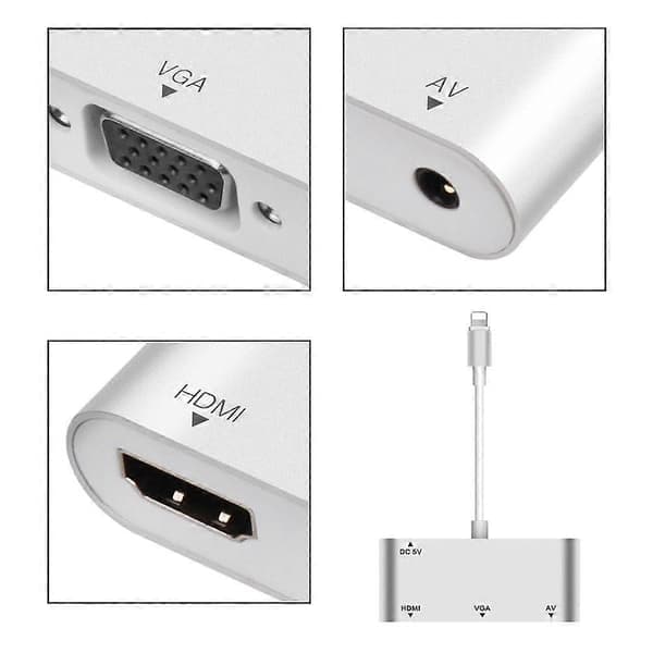 1080P Lightning til HDMI VGA Audio Video Adapter Konverter til Apple
