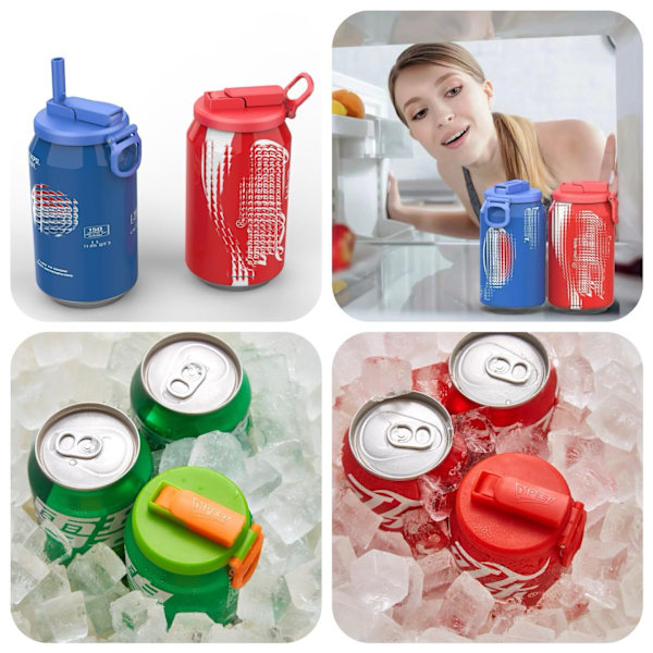 4 st Soda Burkskydd med sugrör 4 färger Silikon Dryckesburkslock Återanvändbara för juice Seltzer Dryck 4PCS