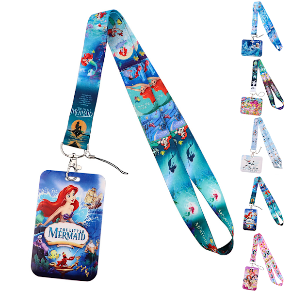 Princess Ariel Elsa Cartoon Lanyard Arbets- och skolidentitetskort Halsband Telefon NY C