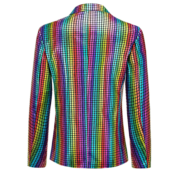 Herrar Glittrande Kostymer Disco Sekvens Blazer och Byxor 2-Delade Set för Fest Bal Slank Passform Enkelknäppt Smoking Blazer Set Multicolour L
