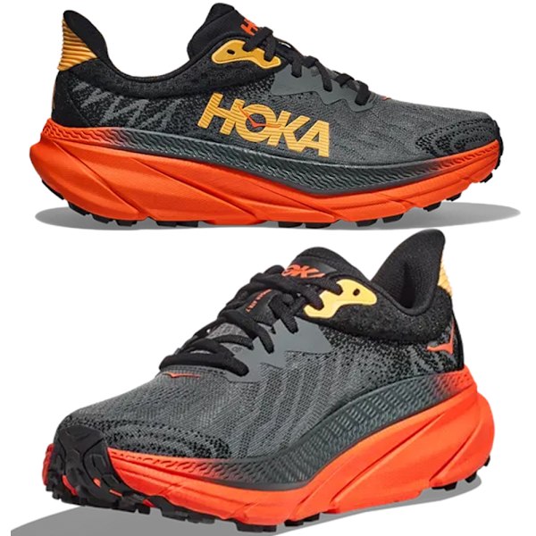 HOKA ONE ONE Challenger ATR 7 Herrskor Lågprofil Löpskor för Asfalt Black+Orange 42