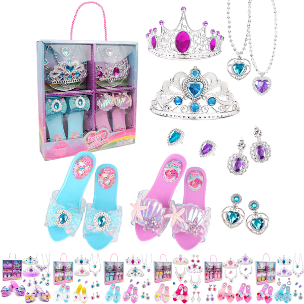Prinsessaskor Klänningsspel - Inkluderar Prinsessaskor för Flickor Halsband & Örhängen! Perfekt Lilla Flickans Leksaker Rollspel Lekset A