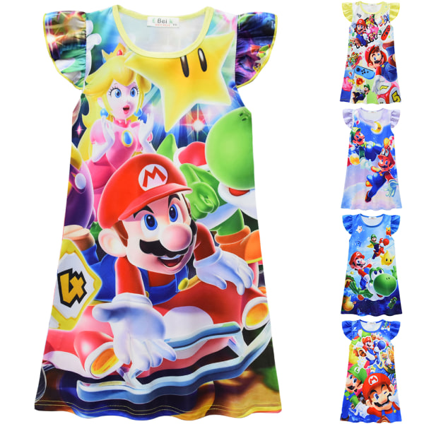 Super Mario Nattlinne Barn Flickor Nattkläder Sovkläder Nattklänning C 6-7 Years
