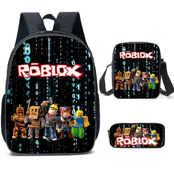 Roblox Tryckt Ryggsäck Ryggsäck Axelväska Pennfodral Skolstudent Lunchväska D