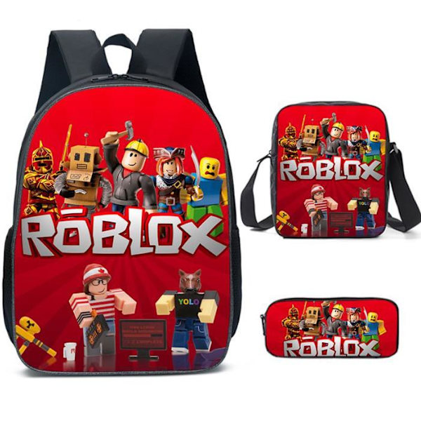 Roblox Tryckt Ryggsäck Ryggsäck Axelväska Pennfodral Skolstudent Lunchväska B