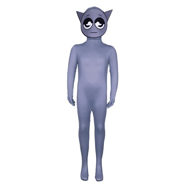 Sprunki Incredibox Cosplay Dräkt för Vuxna & Barn - Spelkostym Jumpsuit Mask Deluxe Halloween Kostym Cartoon Bodysuit Jumpsuit Grey 170cm